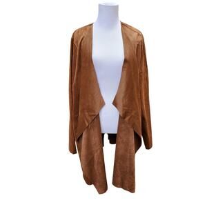 Soft Surroundings Brown Ultra Soft Faux Suede Waterfall Flyaway Blazer Jacket 2X